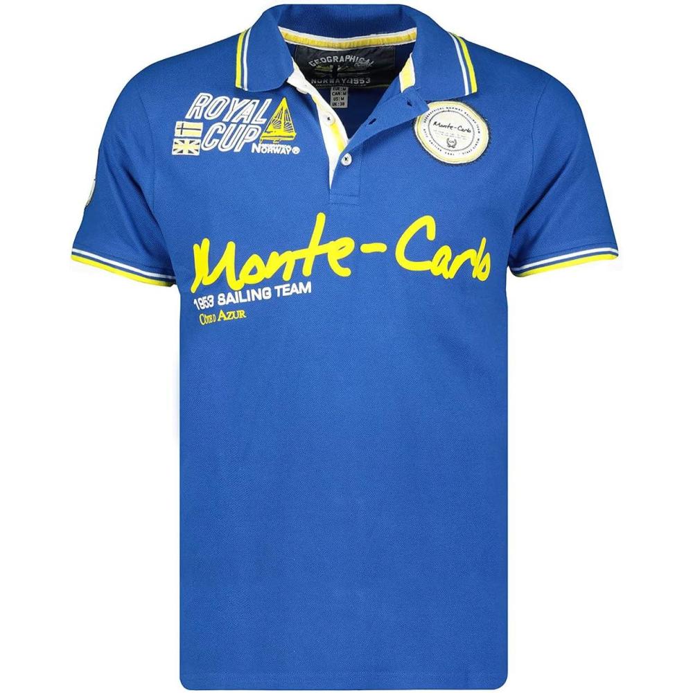image:imageGeographical Norway KOCEAN Men Polo Homme Imprim Classique Coton Manches Courtes Dcontract Col Bouton Casual Shirt Tops Regular Fit Style ClassicBleu Royal