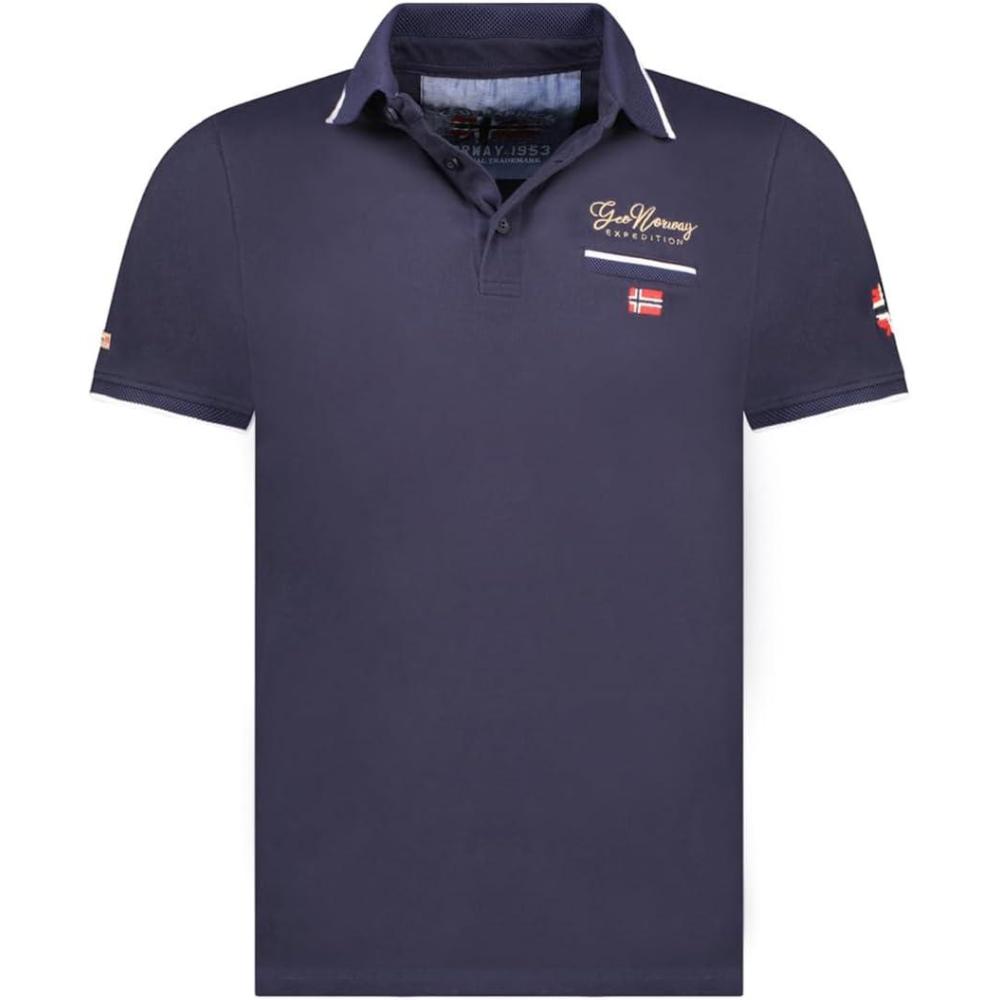 image:imageGeographical Norway Kara Men Polo Homme Classique Polos Coton Manches Courtes Decontracte Col Bouton Casual Shirt Tops Regular Classic Printemps tMARINE