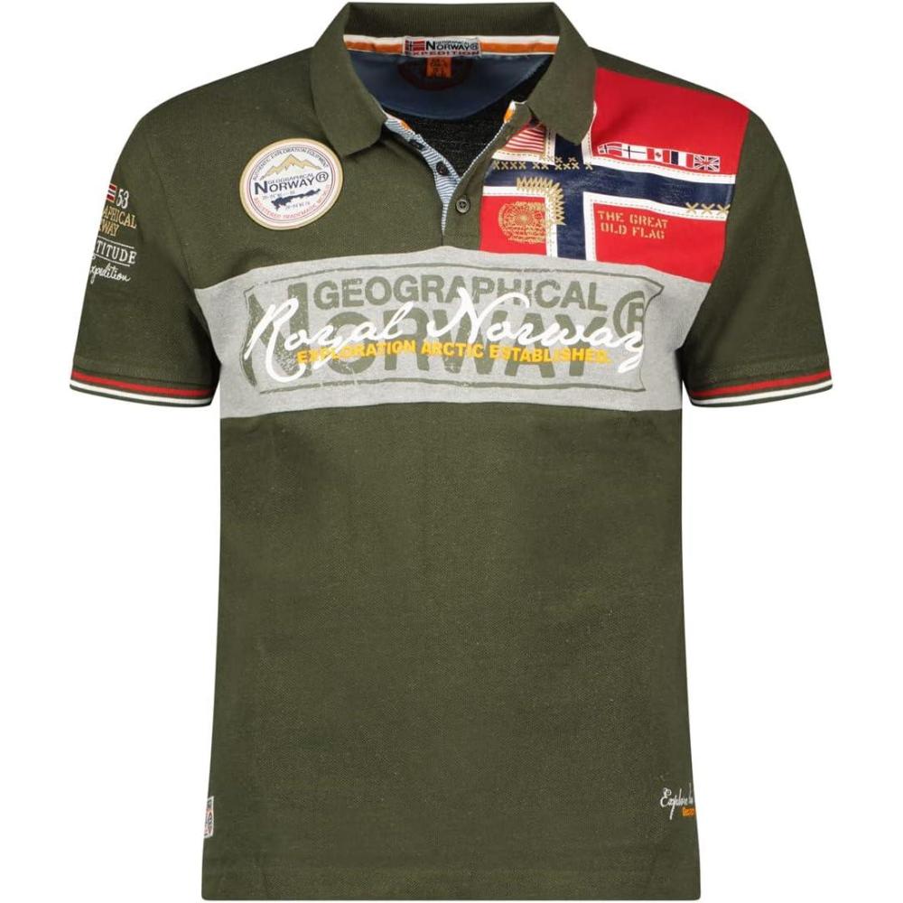 image:imageGeographical Norway Kidney Men Polo Homme Imprim Classique Coton Manches Courtes Dcontract Col Bouton Casual Shirt Tops Regular Fit Style ClassicKaki
