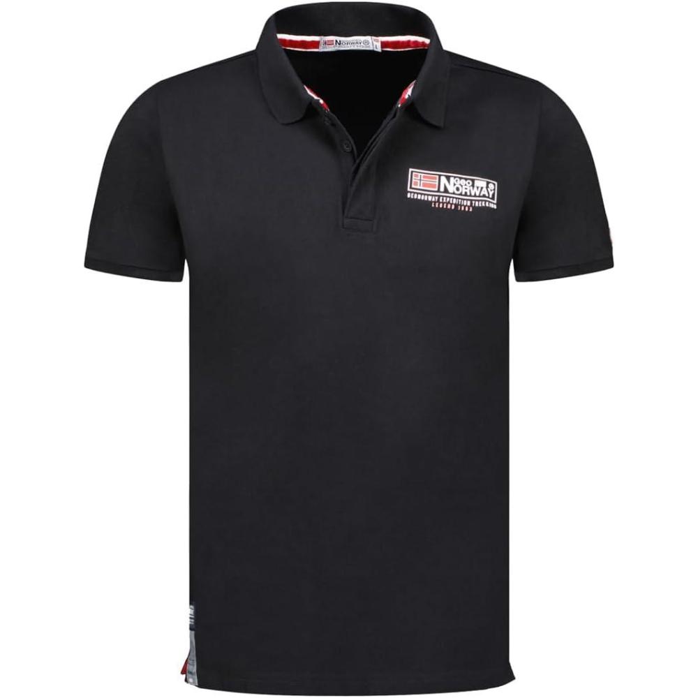 image:imageGeographical Norway Koffroy Men Polo Homme Classique Polos Coton Manches Courtes Decontracte Col Bouton Casual Shirt Tops Regular Classic Printemps tNoir